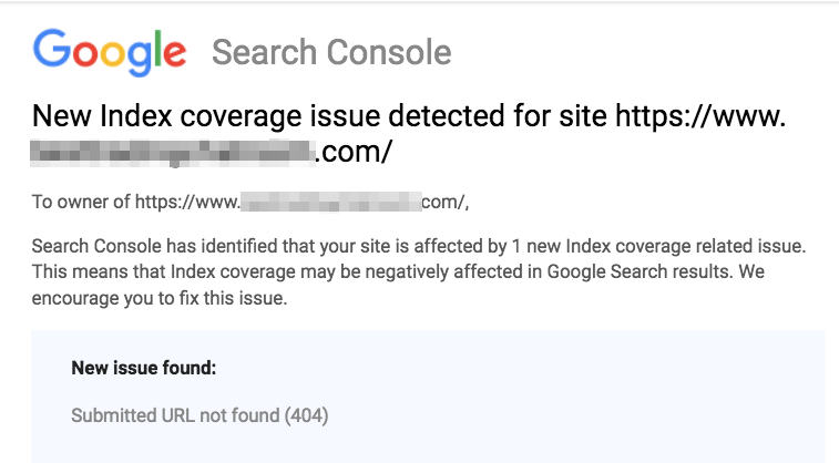 Nachricht über defekte Links von der Google Search Console