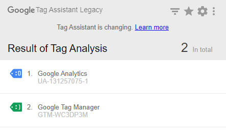 Tag Assistant Aufzeichnung