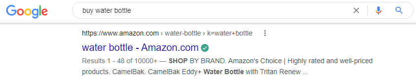 bouteille d'eau amazon serp